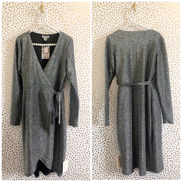 ASOS Dresses & Skirts - NWT ASOS Alice & You Silver Shimmer Wrap Dress